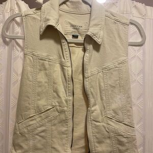 American Eagle Cream Denim Vest